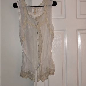 White blouse with lace trim